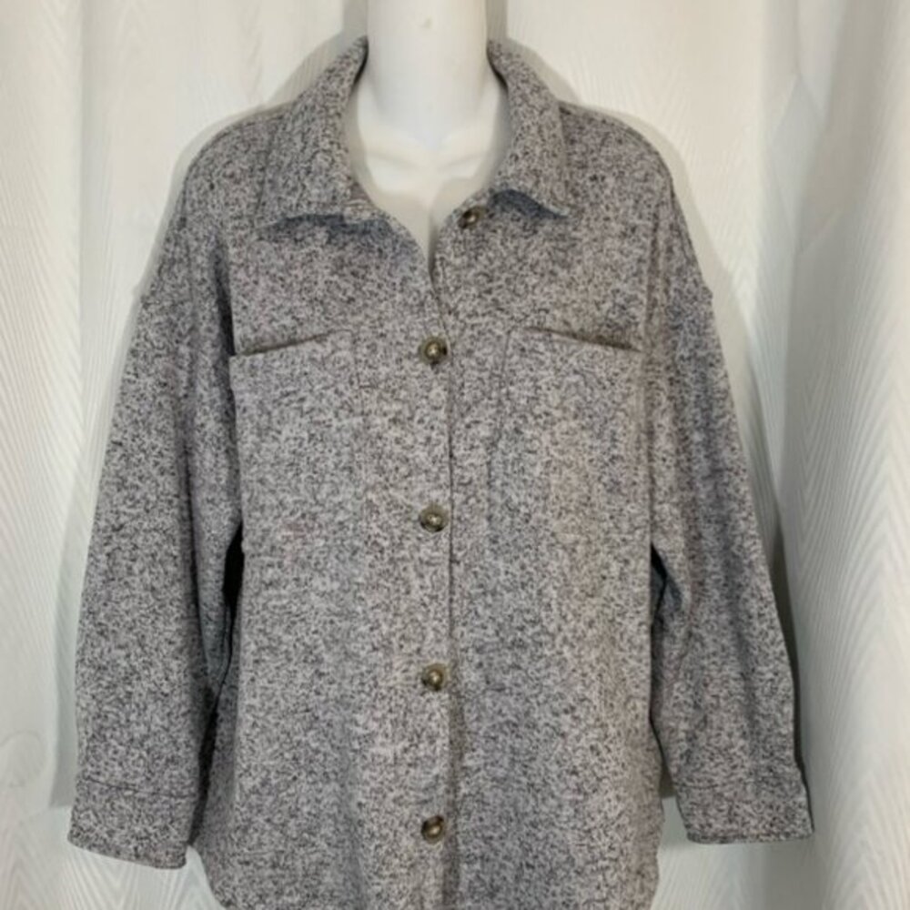 Madewell MWL Women's Fleece Layer Shirt Jacket Gray Long Sleeve Shacket Size Med